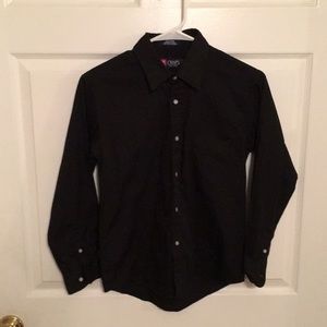Boys Chaps Black Long Sleeve Dress Shirt Sz 14